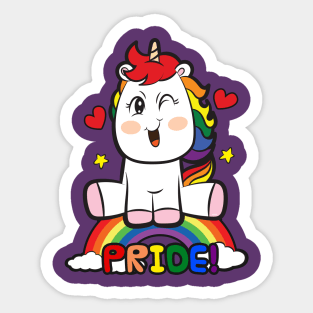 LGBTQ Pride Over the Rainbow Unicorn Equality Gift Sticker